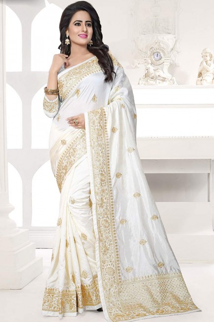 Stylish White Art Silk saree