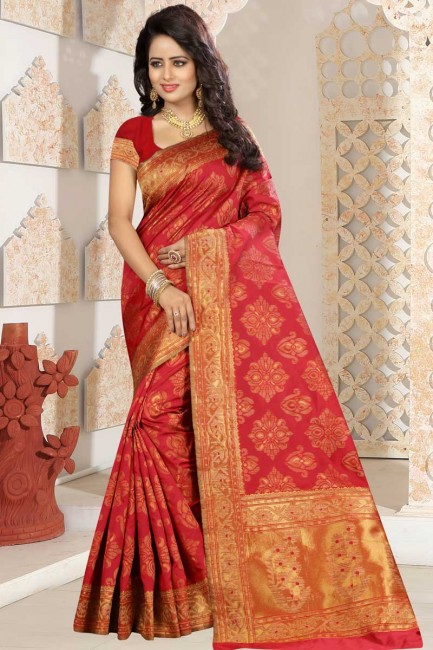 Excellent Red Kanjivaram Art Silk saree