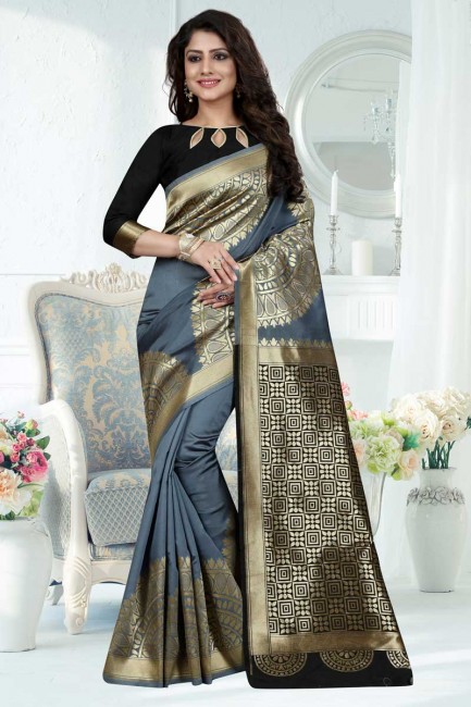 Grey Banarasi Art Silk saree