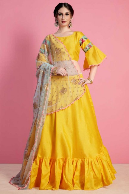 Glorious Yellow Art Silk Lehenga Choli