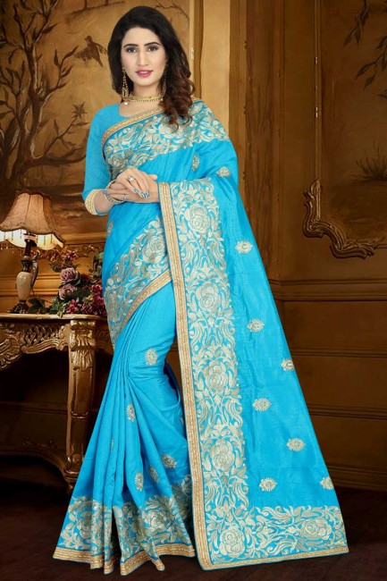 New Light Blue Art Silk saree