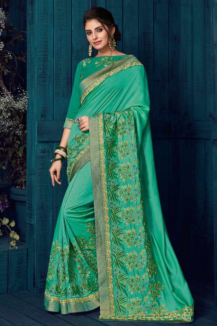 Traditional Sea Green Art Silk saree