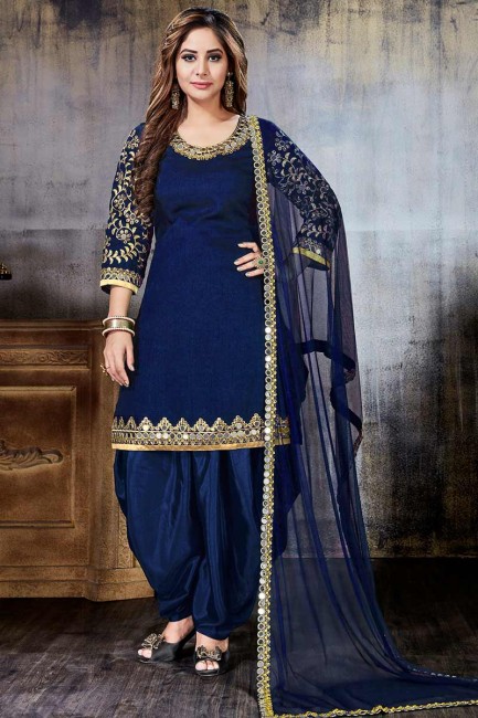 Royal Blue Art Silk Patiala Suit