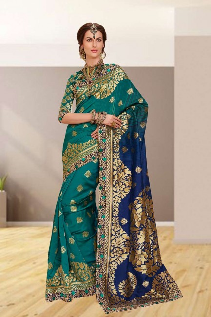 Admirable Blue Jacquard Silk saree