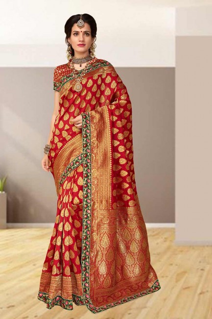 Admirable Red Jacquard Silk saree