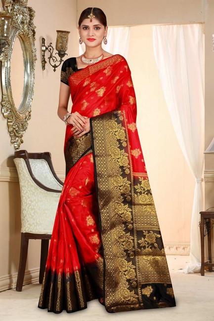 Modish Red Art Silk saree