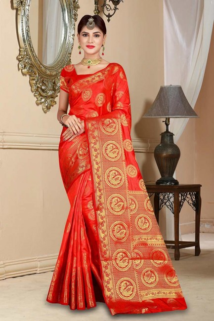 Attractive Red Art Silk saree