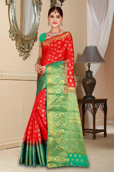 Glorious Red Art Silk saree