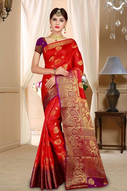 Opulent Red Art Silk saree