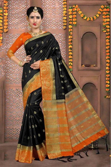 Fascinating Black Art Silk saree