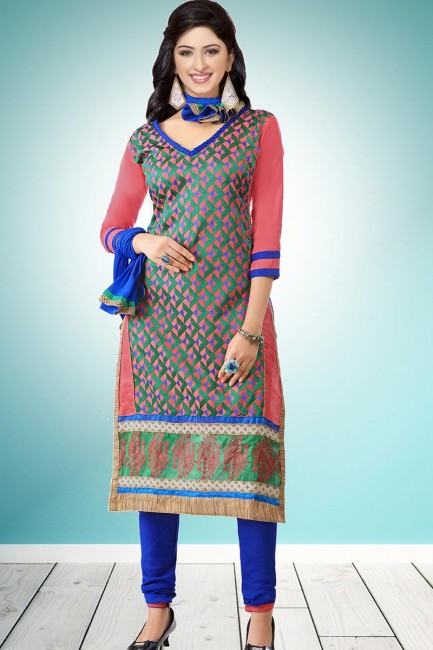 Traditional Pink Cambric Cotton Churidar Suit