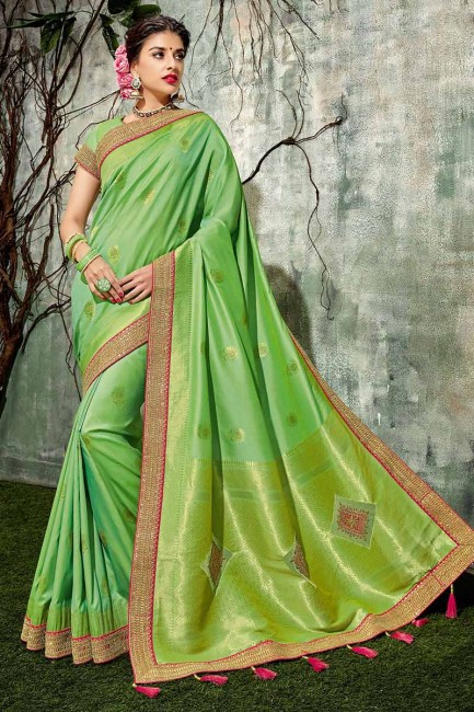 Green Jacqurad Silk saree