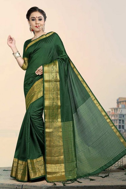Dark Green Jacquard Silk saree
