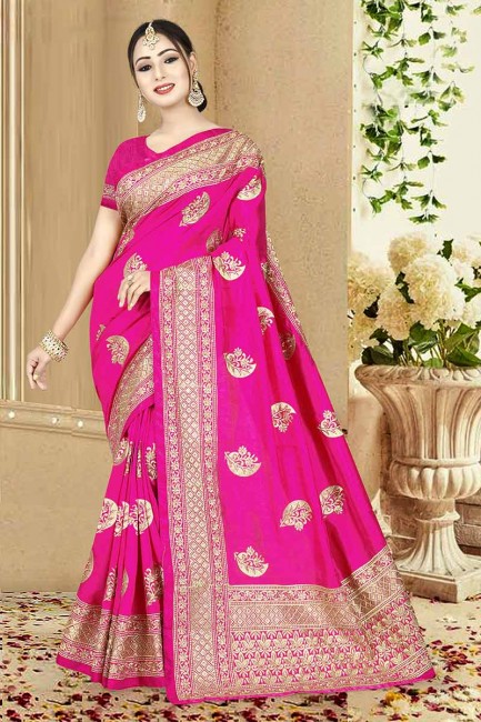Exquisite Rani Pink Art Silk saree