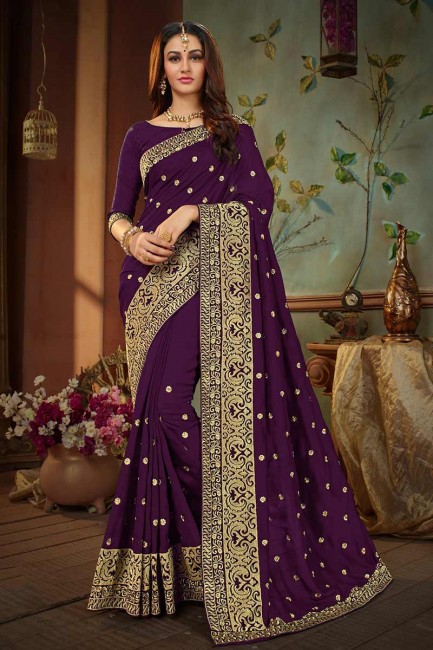 Traditional Purple Soft Silk saree
