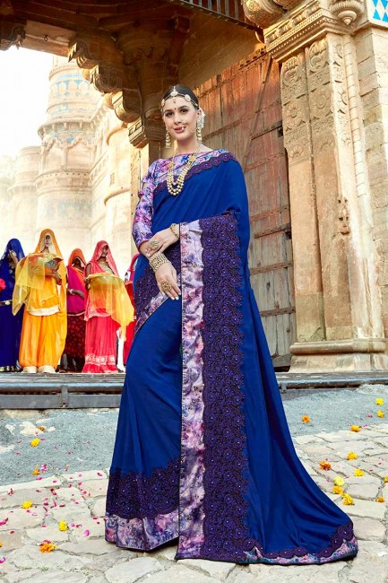 Royal Blue Soft Silk saree
