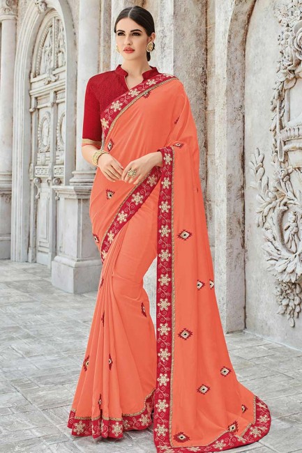 Elegant Orange Art Silk saree
