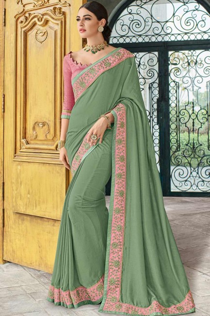 Exquisite Pastel Green Art Silk saree