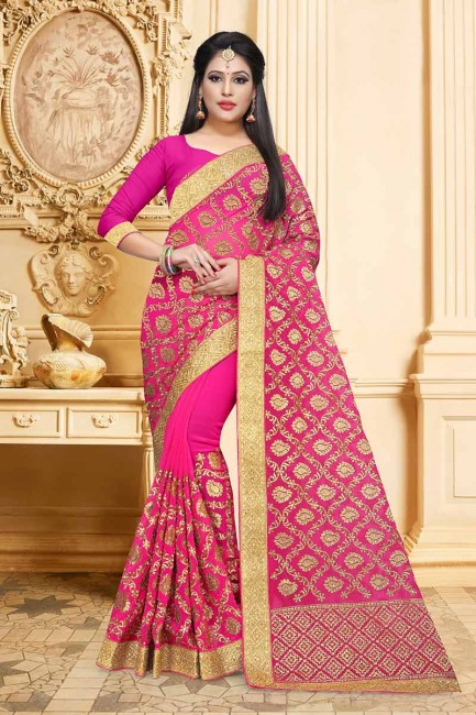 Glorious Rani Pink Georgette saree