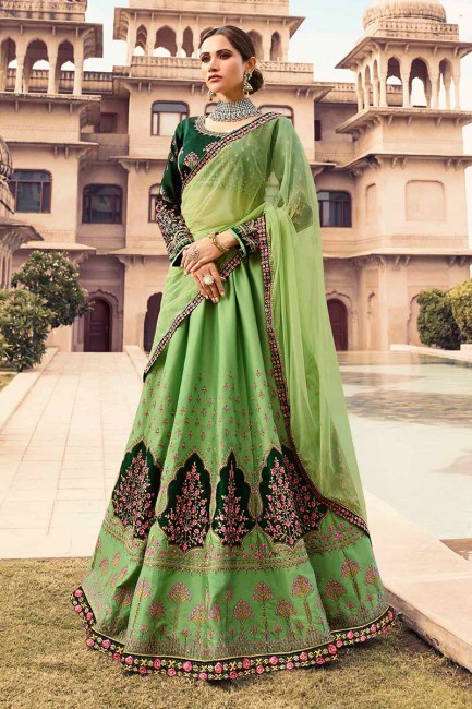 Charming Light Green Art Silk Lehenga Choli