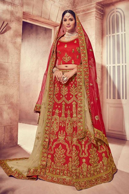 Ravishing Red Art Silk Lehenga Choli
