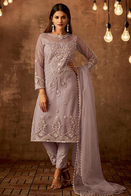 Stunning Lilac Net Palazzo Suit