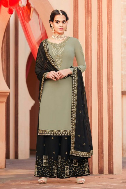Delicate Pastel Green Georgette Palazzo Suit