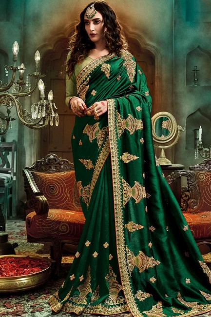 New Green Art silk Saree