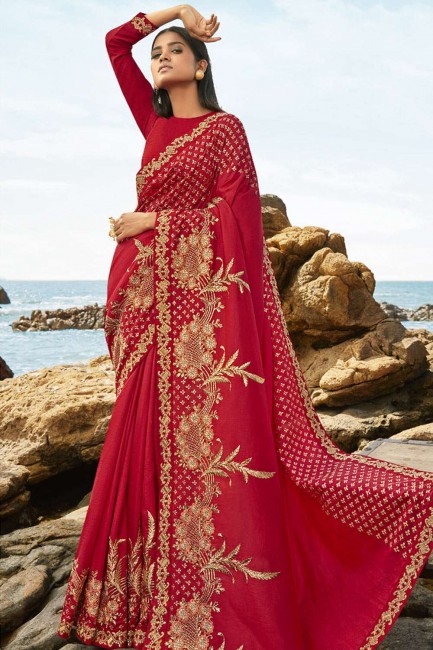 Charming Rani pink Art silk Saree