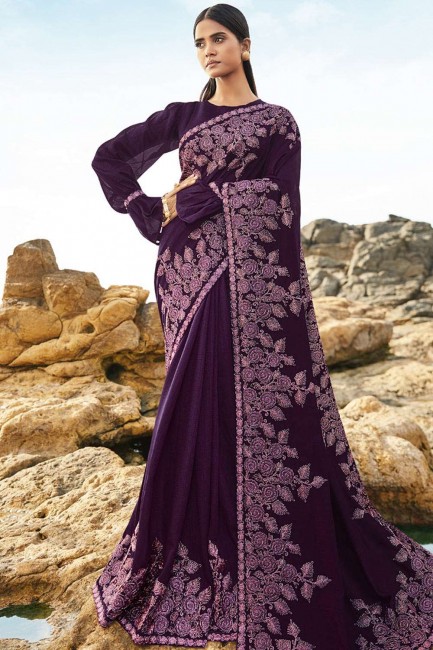 Classy Magenta Art silk Saree