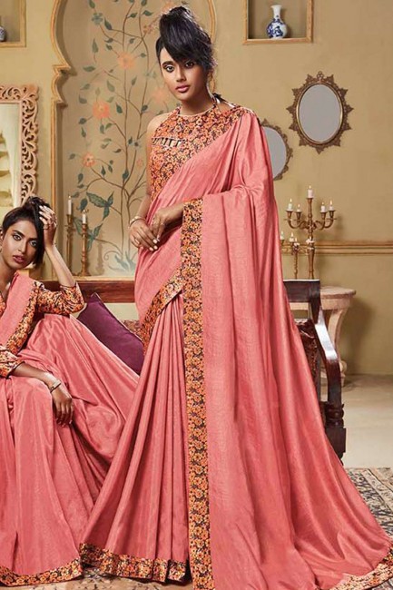 Ravishing Pink Art silk Saree