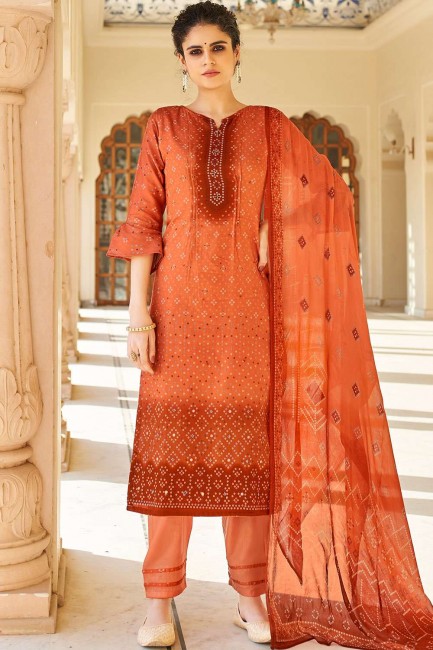 Rust orange Cotton Eid Palazzo Suit
