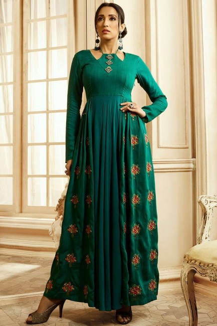 Rama green Cotton and rayon Gown Dress