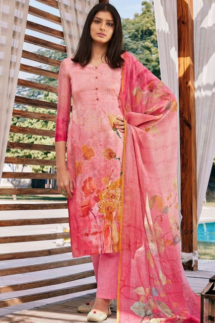 Light pink Cotton and silk Palazzo Suit