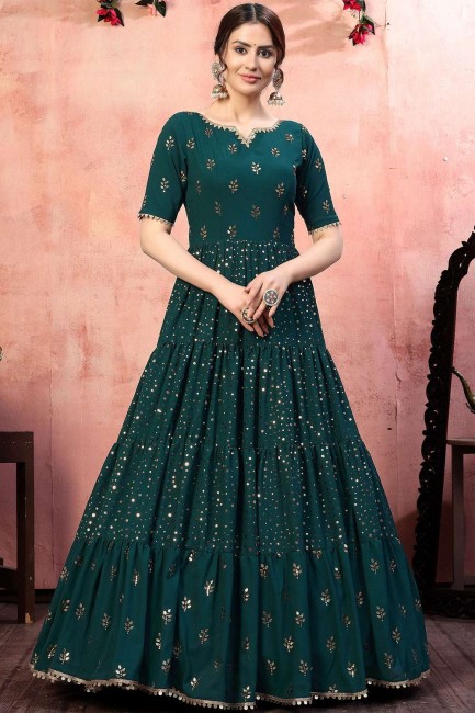 Rama green Georgette Gown Dress