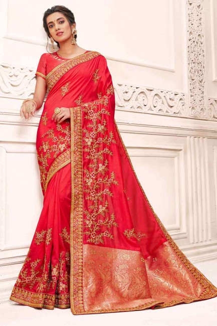 Divine Red Silk Wedding Saree
