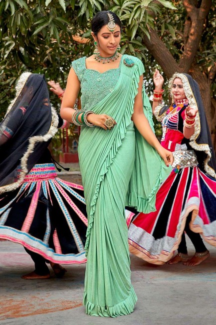 Modish Rama green Silk Wedding Saree