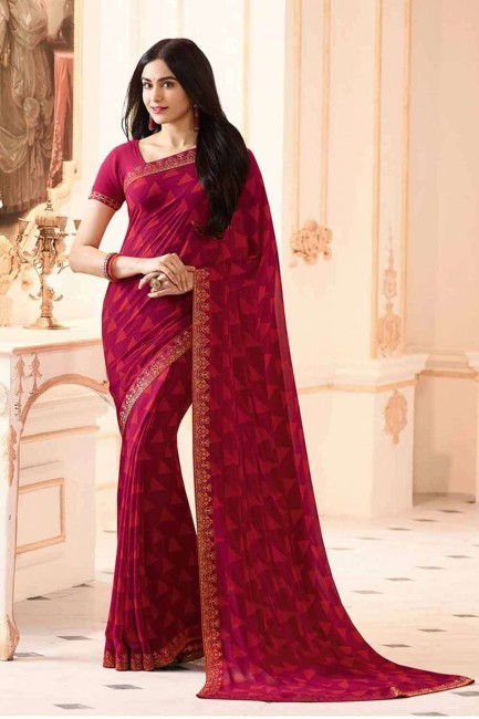 Lovely Rani pink Georgette Saree