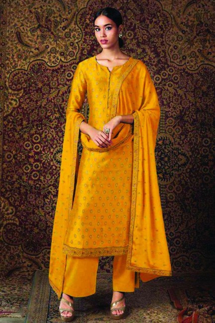 Yellow Silk Eid Pakistani Suit