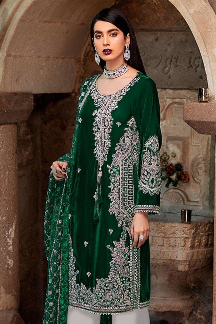 Green Faux georgette Eid Pakistani Suit
