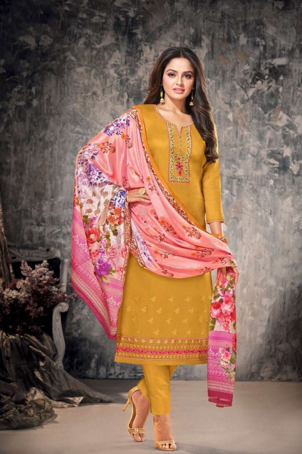 Golden Cotton Eid Pakistani Suit