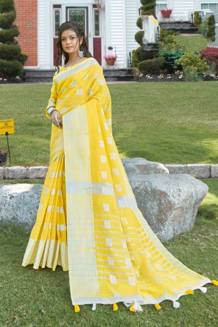 Lovely Yellow Linen Saree