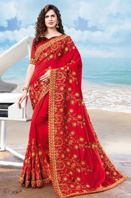 New Red Silk Saree