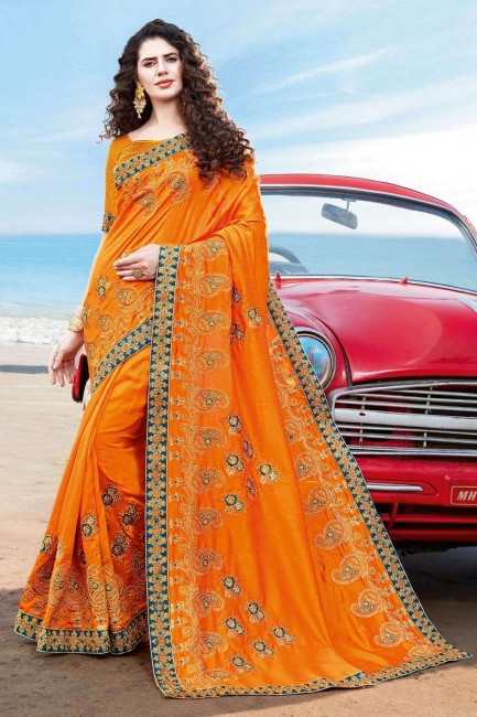 Lovely Orange Silk Saree