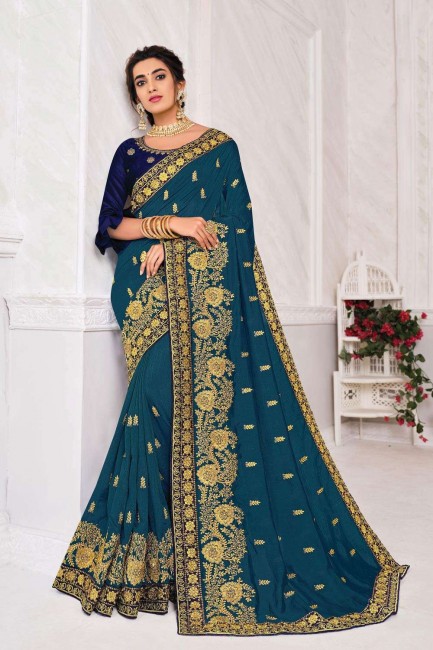 Admirable Rama green Silk Saree