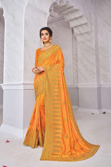Splendid Yellow Silk Saree