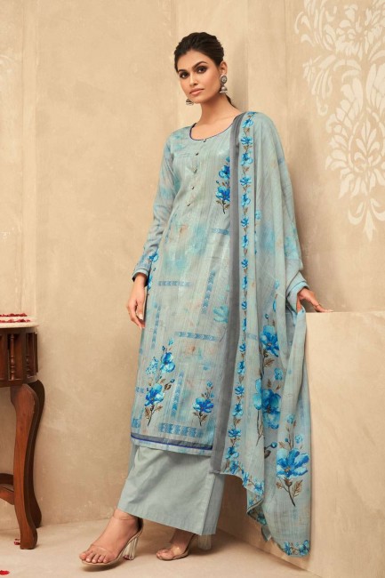 Light Blue Satin and silk Palazzo Suit