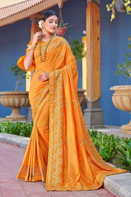 Opulent Orange Silk Saree