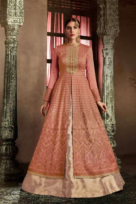 Dusty pink Silk Anarkali Suit