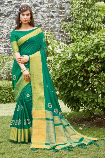 Lovely Green Silk South Indian Saree